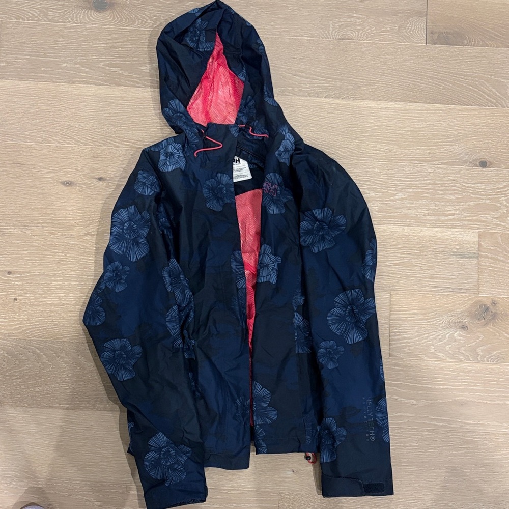 Helly Hansen Navy Floral Jacket with Red Lining